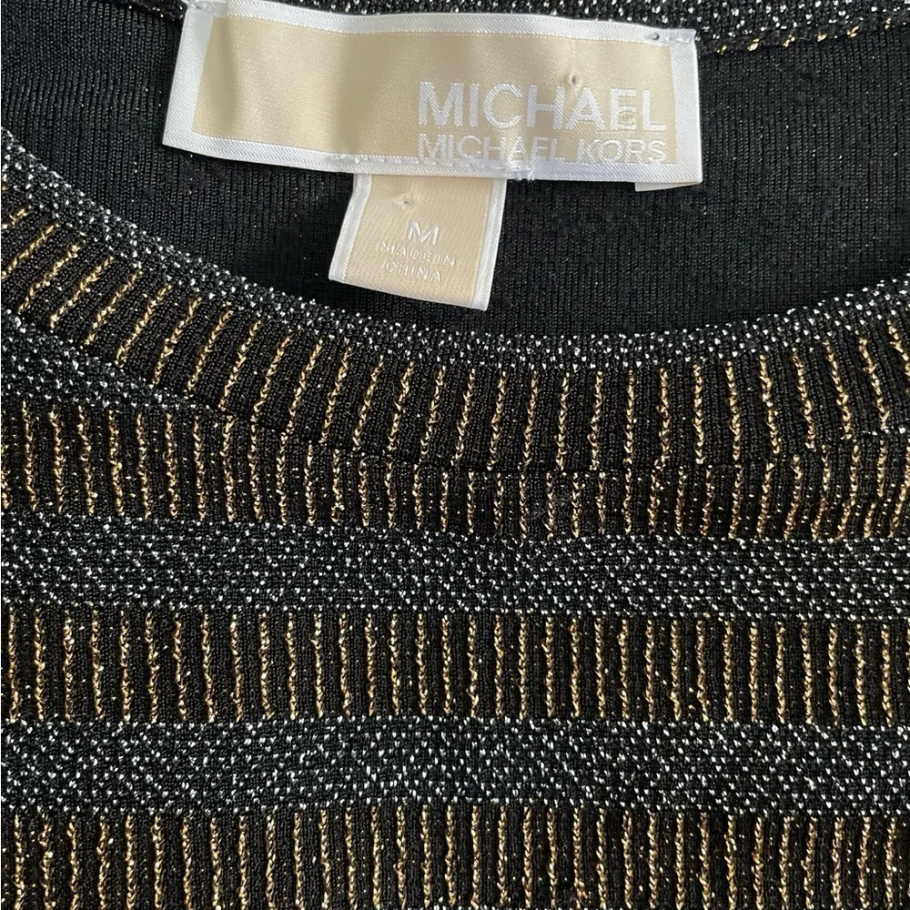 Michael Kors Black and Gold Long Sleeve Dress